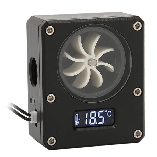 12V PC Vandstrømsmåler G1 4 Gevind Lille 3-benet Interface Holdbar Akryl Rustfri Sort