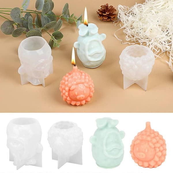 Myk, Solid Gris Pynteform Morsom og Sær Gris Silikonform for DIY Stearinlys- og Gipsentusiaster Monstres laids