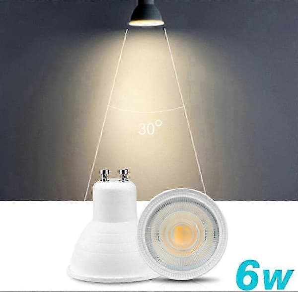 12-pack GU10 6W LED-lampor, 3000K varmvit, ersättning för 50-60W halogen, ej dimbar, ny 2026