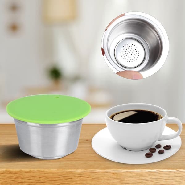 Genanvendelig kaffekapsel i rustfrit stål til Dolce Gusto kaffemaskine - Grøn