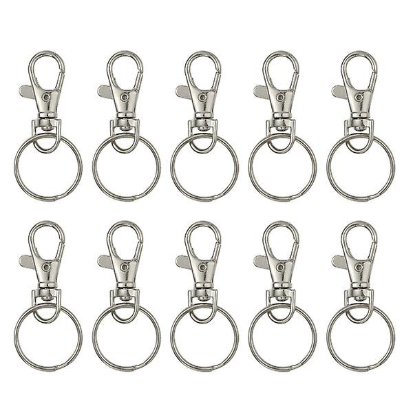 20 uppsättningar av stora, löstagbara, svängbara hummerlås nyckelringar och 25 mm nyckelringar (silver)