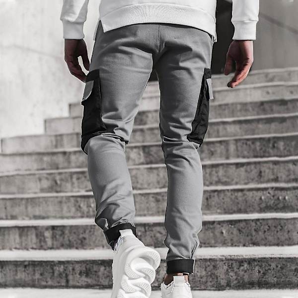 Miesten Colorblock Cargo Jogger -housut Gray L