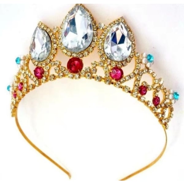 Elektropläterad Rhinestone Glass Stone Crown (XC-015 Gold)