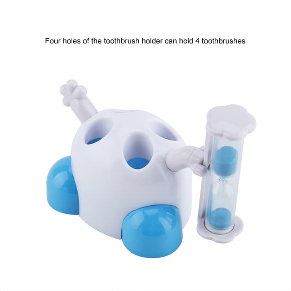 Tannbørsteholder for barn med 3-minutters sandtimer, blå
