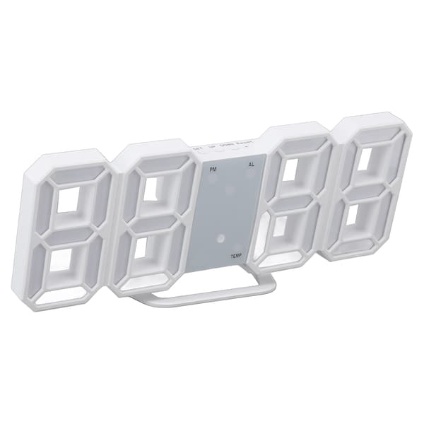3D LED Digital Klocka Temperaturvisning Nattlampa Alarmfunktion Vit Hemvägg
