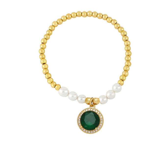 Armband Vintage Zircon Pearl Fashion Smycken Ac8760 Green