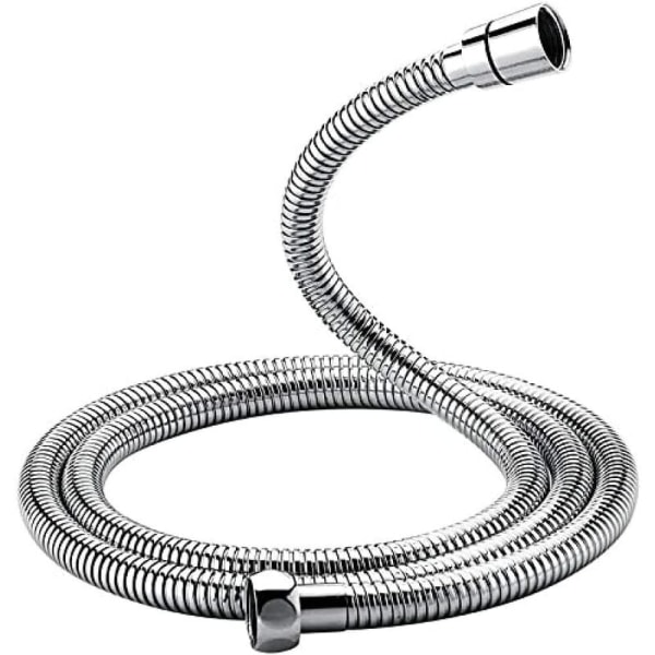 Universal bruserslange (G1/2 tomme, 1,5 m), anti-knæk og anti-vrid bruseslange, rustfrit stål/krom, sølv