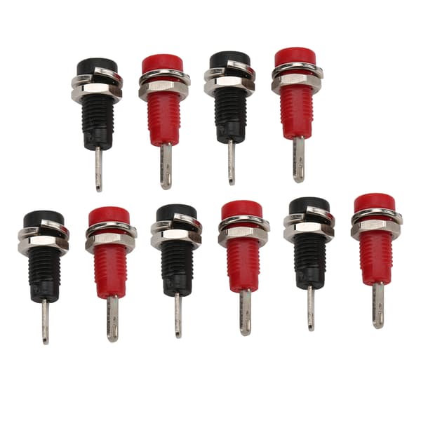 J40003 2 mm bananstik adapter panelmontering bindepost med indre fjederplade sort rød
