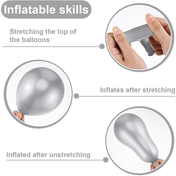 5 tum tjock metallfärgad rund ballong * 100 silver,