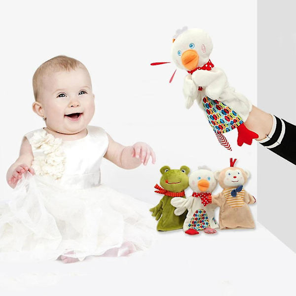 Tecknad djur Fingerdocka Plyschleksaker Docka Apa/groda/anka Statyett Barnfavorit Docka Berätta Rekvisita Pedagogiska leksaker A Duck
