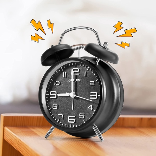 Väckarklocka Analog väckarklocka Hög väckarklocka för tunga sovande Stereo Urtavla Bakgrundsbelysning Batteri Vardagsrum Sovrum Bedside Klocka Present
