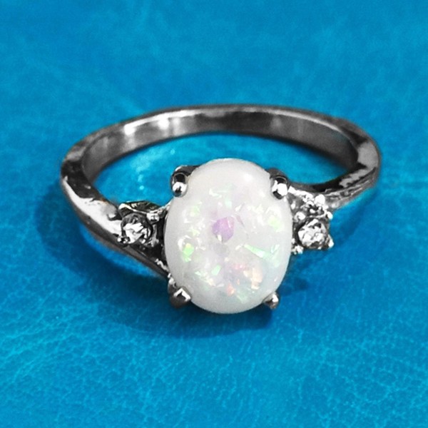 Ring Glans Faux Opal Rhinestone Inlagd Koppar Snygg Dam Ring För Bröllop Pink Us10