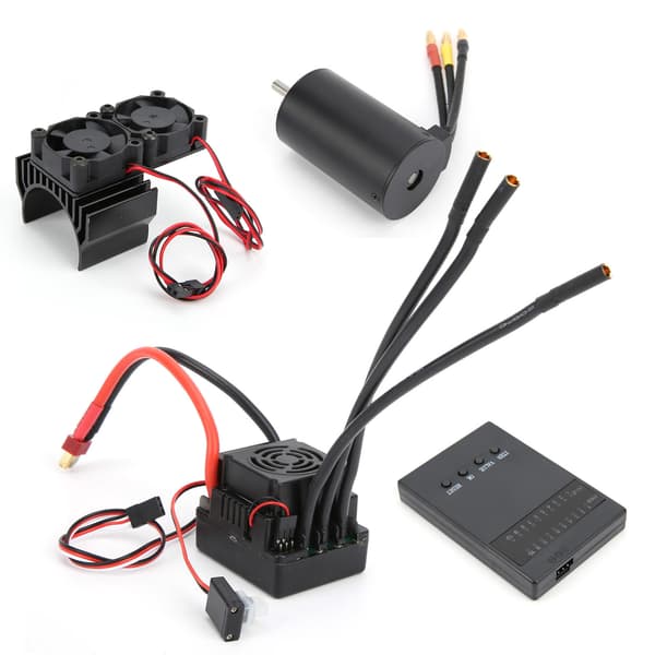 3660 3800KV Børsteløs Motor 80A ESC Programmeringskort Køleventilator til 1/8 RC Bil