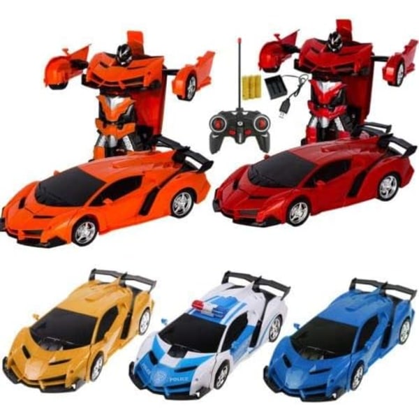 Fjärrstyrd bil för barn 3-12 år gammal, transformerande robotbil RC-bil 2,4 GHz 360° rotationstransformator Leksaksrobotbil