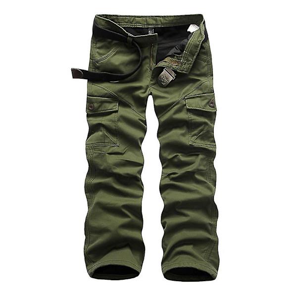 Casual enfärgade Cargo-byxor för män Grass Green 33