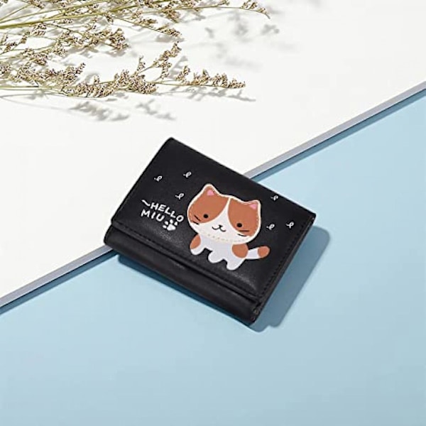 Kawaii-lompakko tytöille Hello Cute Cat Card Setelipidike Organizer Naisten Kukkaro, Hello A916-790 Black