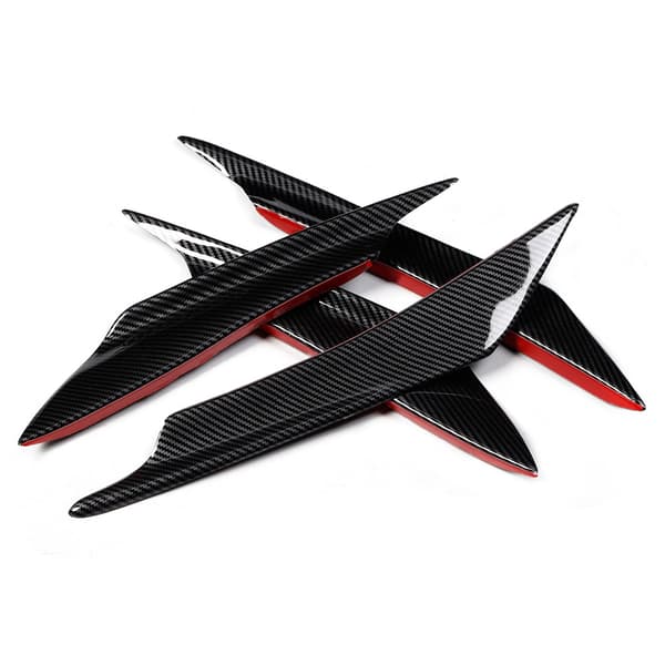 4 stk/sett Universal Karbonfiber Stil Bil Frontfanger Canards Splitter Finner Deflektor