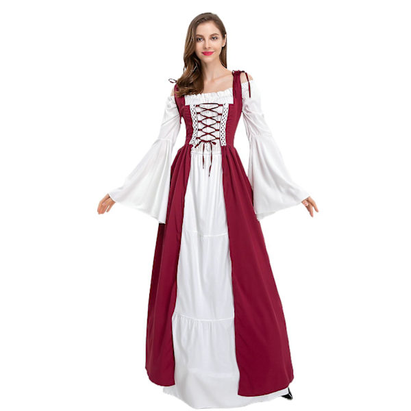 Halloween-asu Keskiaikainen renessanssin vintage mekko wine red XXL