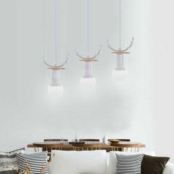 Ljuskrona Pendelbelysning Justerbar Pendellampa Modern Antler E27 Vardagsrum Sovrum, Vit - Vit