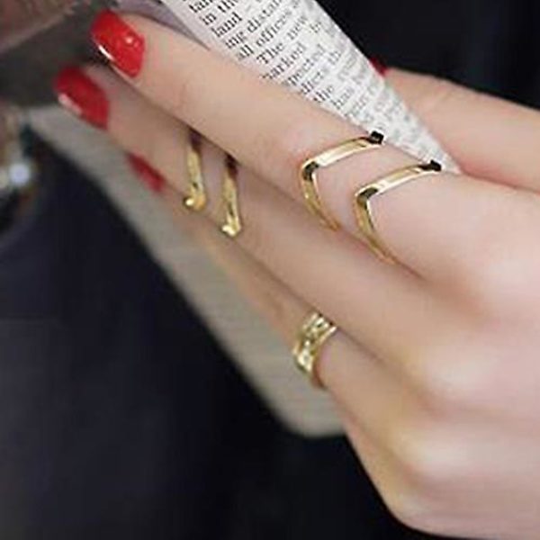 3 st/ set Mode kvinnors pil Hollow Midi Knuckle Open Finger Ring Band Present Gold