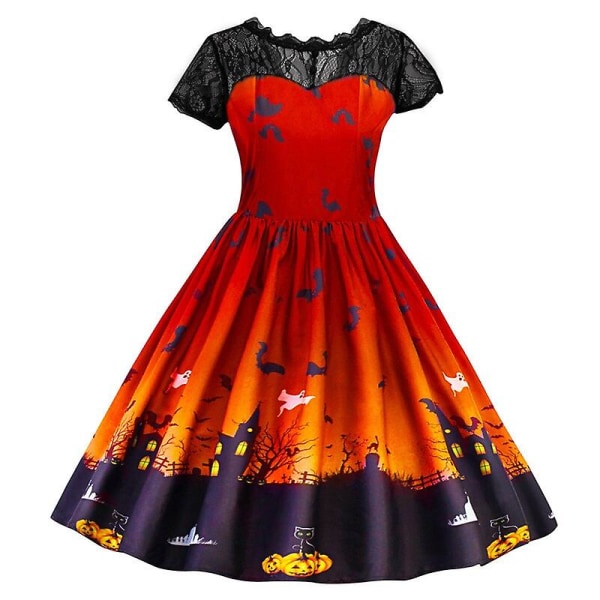 Flickor Cosplay Print Klänning Färg1 130cm