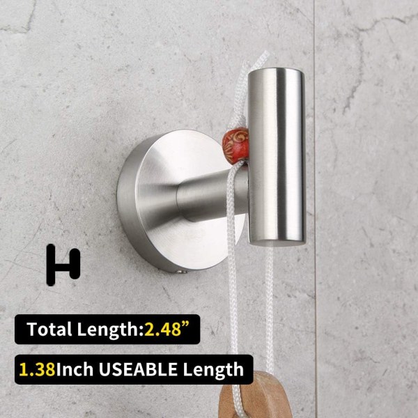 Set med 2 solid rostfritt stål Robe Krok Robe Krokar Handdukskrokar Badrumsväggkrok för badrum och kök V1A01 (Silve