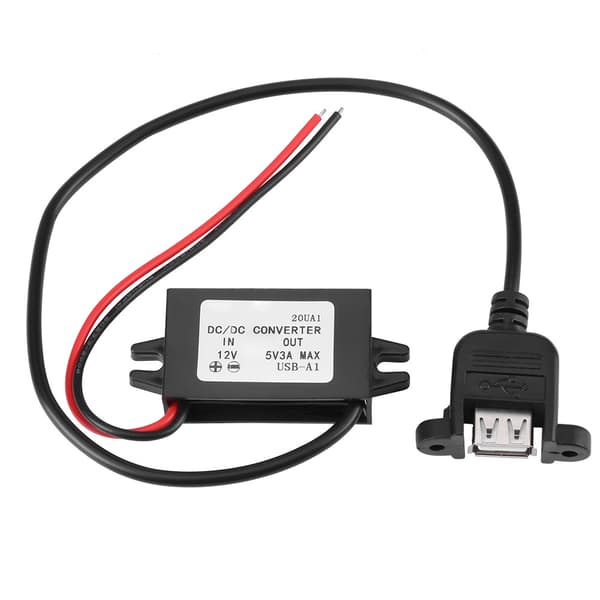 12V til 5V 3A Bil Step Down Konverter Panelmontering USB
