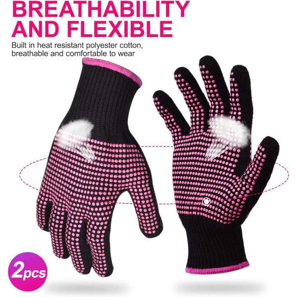 Varmebestandige handsker med silikonesmøremidler, par Sopito professionelle varmebestandige handsker til krøllejern (nål