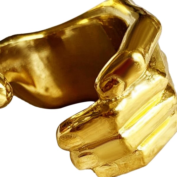 Vintage udskåret håndring kram legering Justerbar åben fingerring til gaver Silver