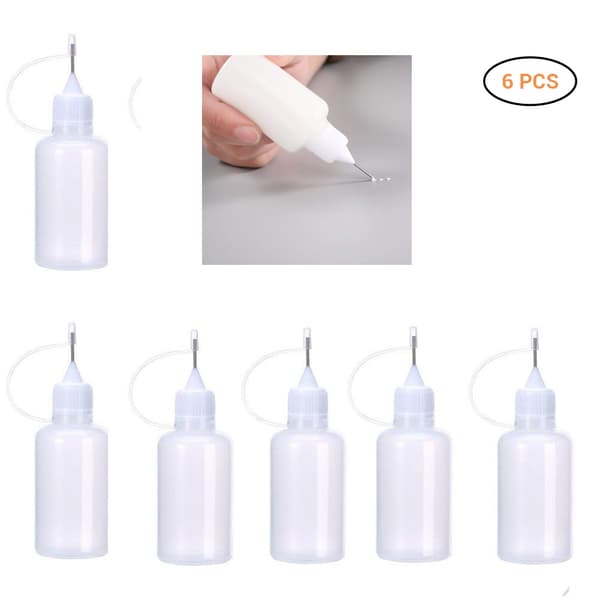 6-pack 30 ml limflaskor med nålspets DIY pappersquilling konstverktyg