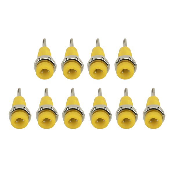 Gul 2 mm Banana Jack Panel Socket Extended Post Plug Adapter för elektroniskt instrument (10st J.40003)