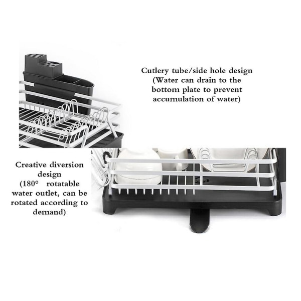 Multifunktionelt opvaskestativ i aluminium, helt sort