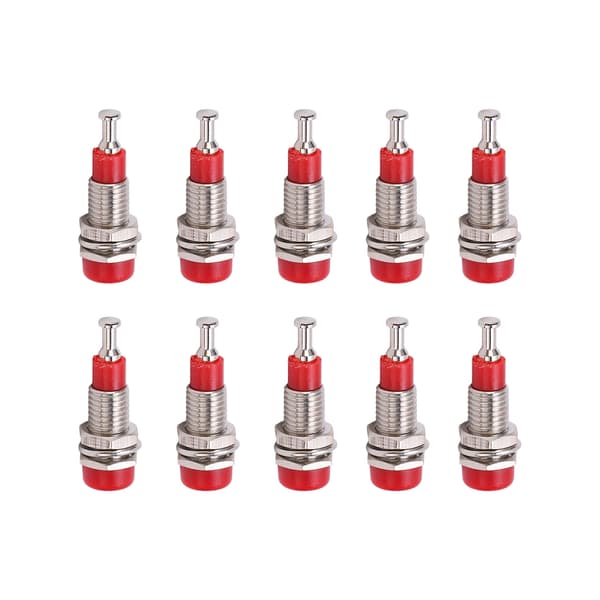 10 st/set 2 mm Nickelpläterad hona Banana Jack Socket Panelmonterad bindningsstolpe - Röd