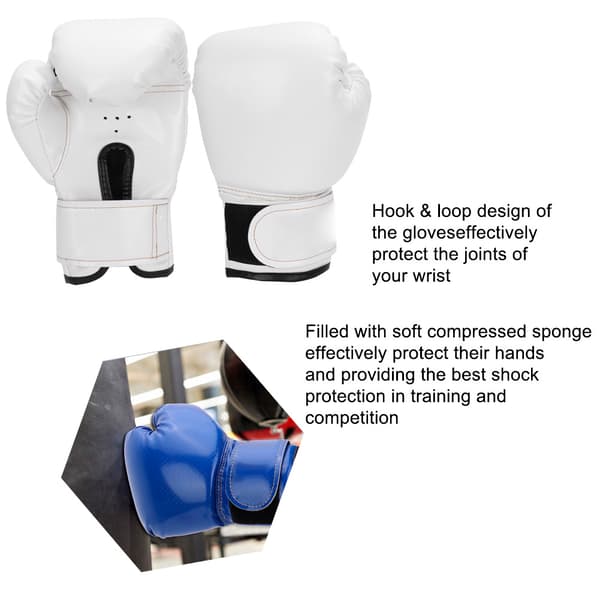 Boxningshandskar i PU-läder för barn, sparring, boxningssäck, träningshandskar, vit