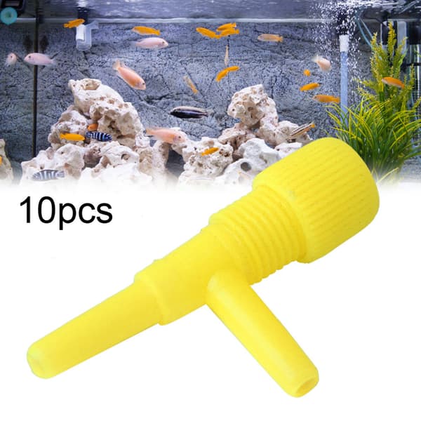 10-pack Plast Akvarium 3-vägs Luftpump Kontrollventiler Gul