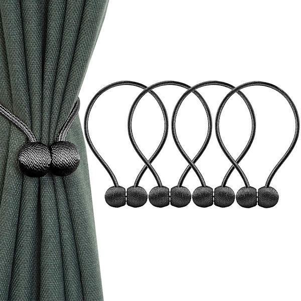 Magnet gardinspænde, 4 stk (sort)