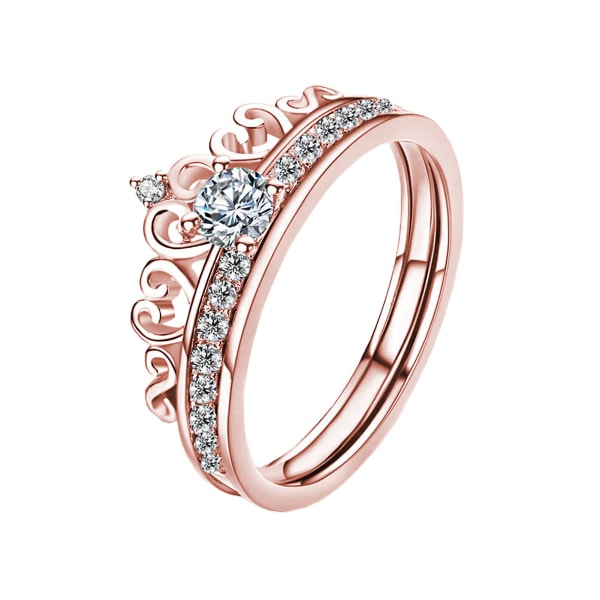 Legering Ring Solid Avtagbar Krona Avtagbar Krona Dam Ring För Bröllop Rose Gold US 10