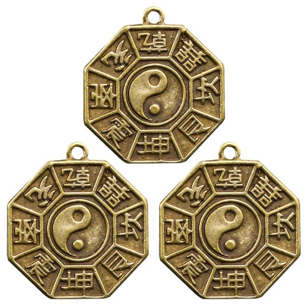 3 kpl Tee itse riipuksia Vintage Tai Chi Trigram Avaimenperä Riipukset Amuletti Riipukset Laukku Riipukset