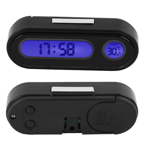 2-i-1 Biltilbehør Mini Elektronisk LED Digital Klokke Termometer Voltmeter