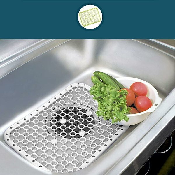 3 stycken Ideal diskbänksdyna Plast diskbänksskyddsdyna Hängande diskbänk botten diskbänk Frukt och grönsaker Dräneringsdyna Vit Grön Rosa 26*26cm