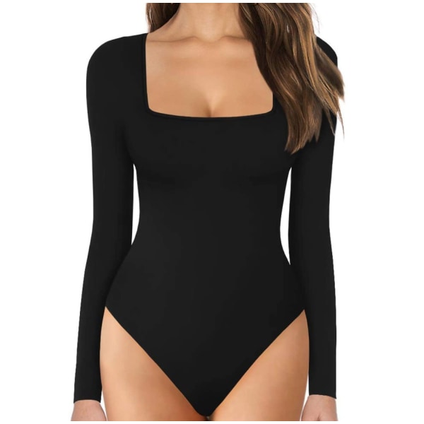 Kvinnors scoop neck kortärmad långa bodysuit jumpsuits M