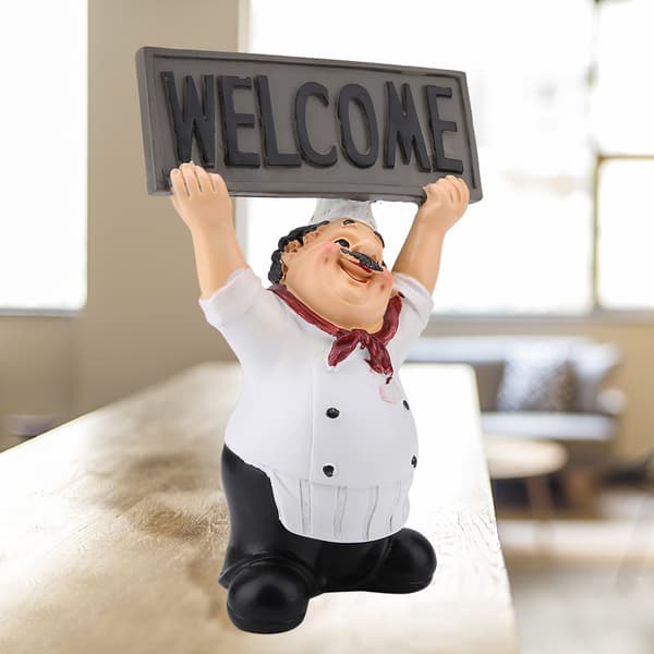 Välkommen Chef Resin Miniature Statue - Söt bordsdekor för restauranger