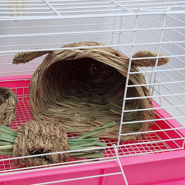 Halmflata Kaninhodeform Chinchilla Hamster Piggsvin Gress Varmt Hus