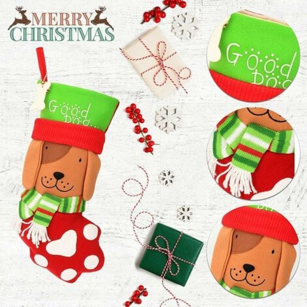 Hund Julstrumpa Husdjur Paw Xmas Strumpa 18'' Stor Xmas Hängande djurstrumpa Öppen spis Julgransdekorationer Fest