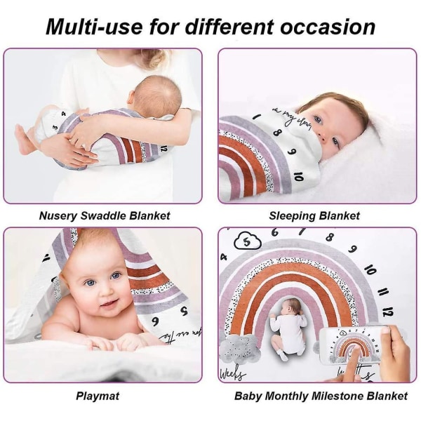 Baby Milestone-peitto Printed valokuva-taustapeitto