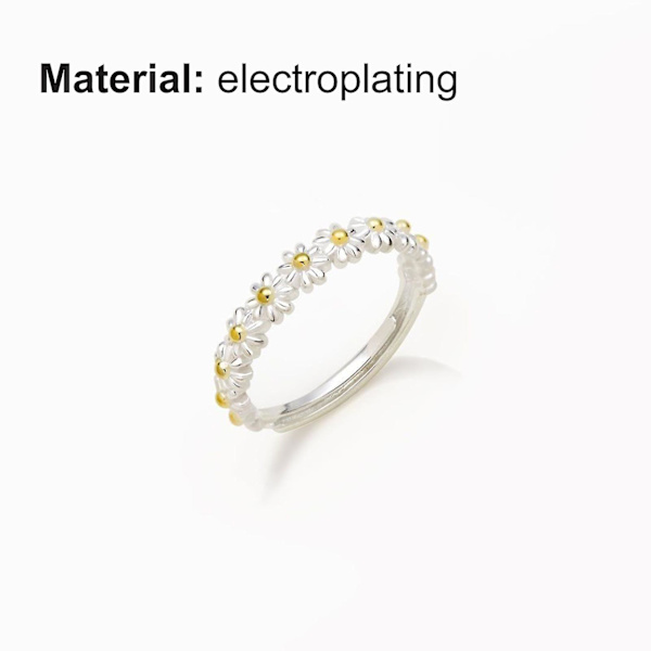 Romantisk Justerbar Kvinder Flower Open Cuff Band Ring Smykker Tilbehør