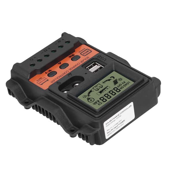 Solar Charge Controller LCD-skärm 2 USB-portar PWM Panel Laddningsregulator 12V 24V 20A 260W 520W