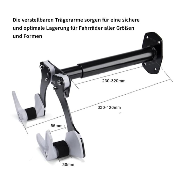 Piao Pladsbesparende cykelvægbeslag. Justerbar cykelopbevaring og stativ ideel til garagen, kælderen
