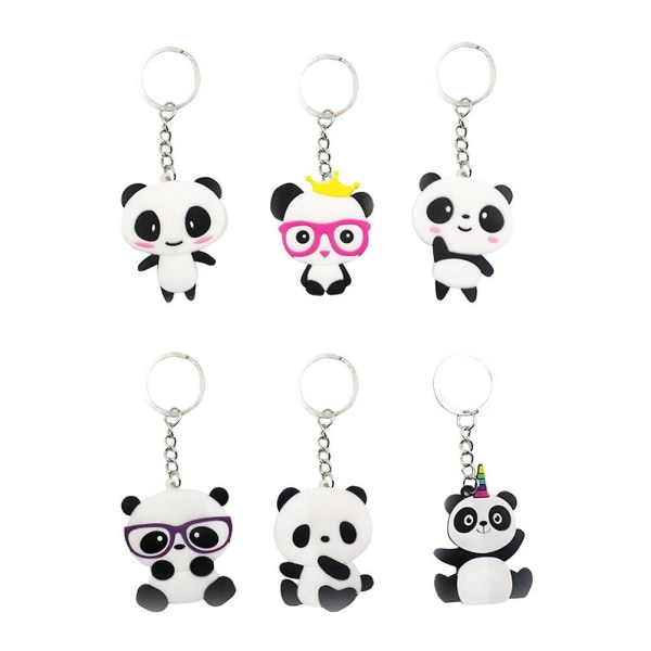 6 kpl Suloinen Pandan muotoinen avaimenperä Luova PVC-avaimenperä Muodikas lahjakoriste lasten syntymäpäiväjuhliin