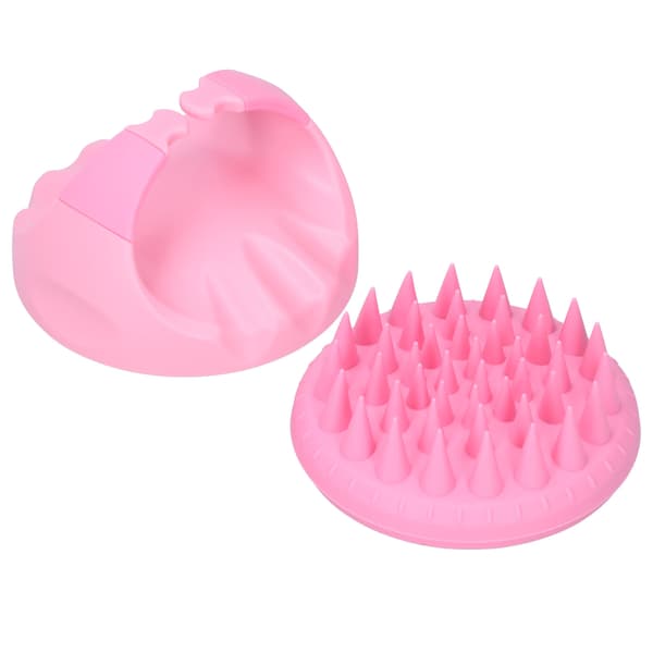 Multifunksjonell hodebunnsmassasje flassrensende sjampobørste rosa